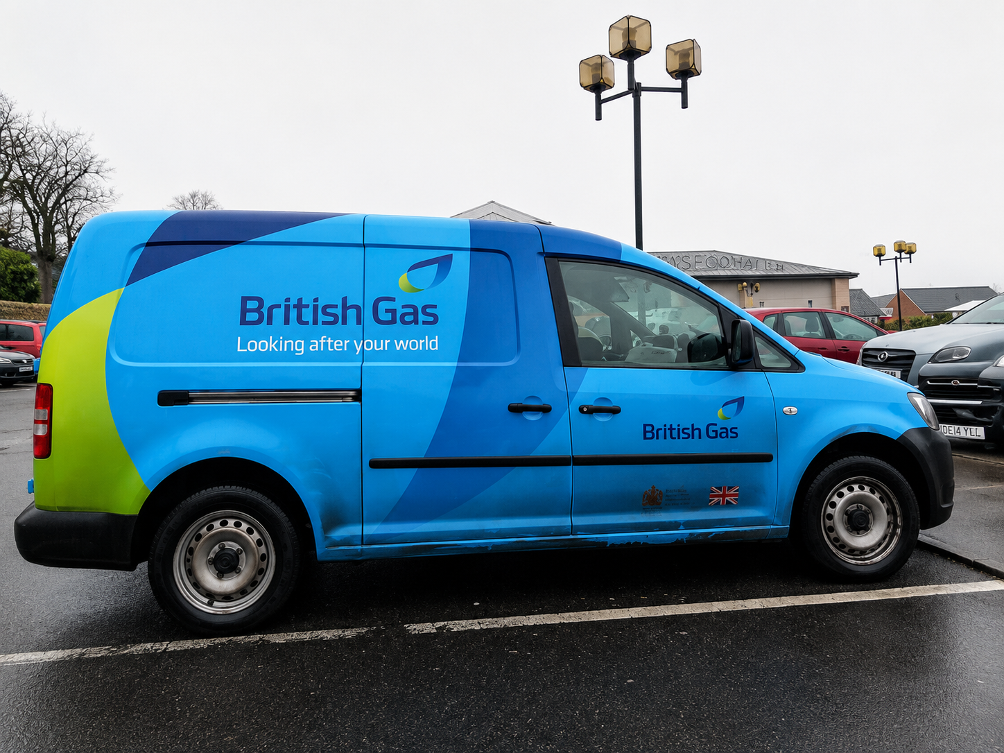 British Gas engineer van parked in field — shadowing operations