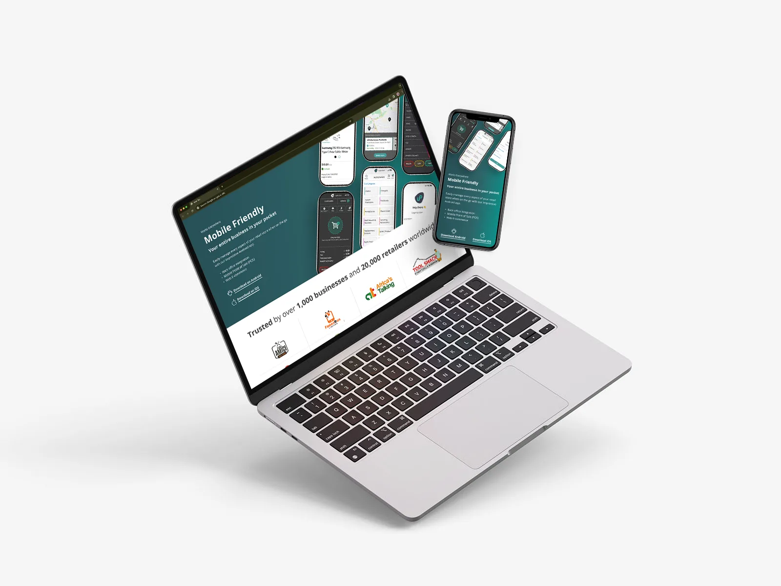 The redesigned Uzapoint commercial site shown on a laptop and mobile device