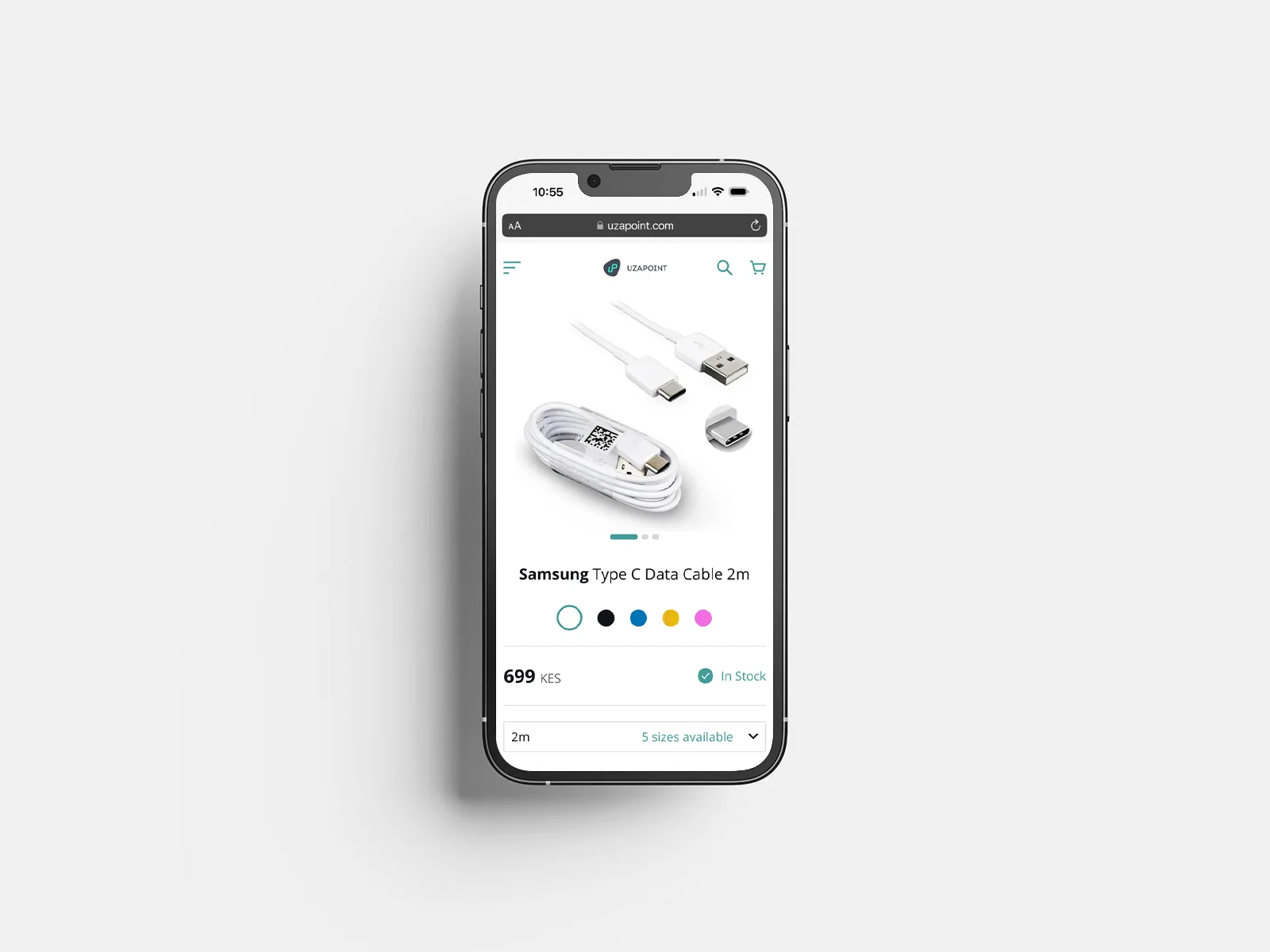 The redesigned Uzapoint e-commerce storefront shown on a mobile device